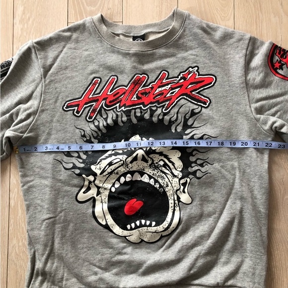 Hellstar Studios 'Records' Los Angeles Crewneck Sweatshirt Heather Grey Size L - Picture 3 of 12
